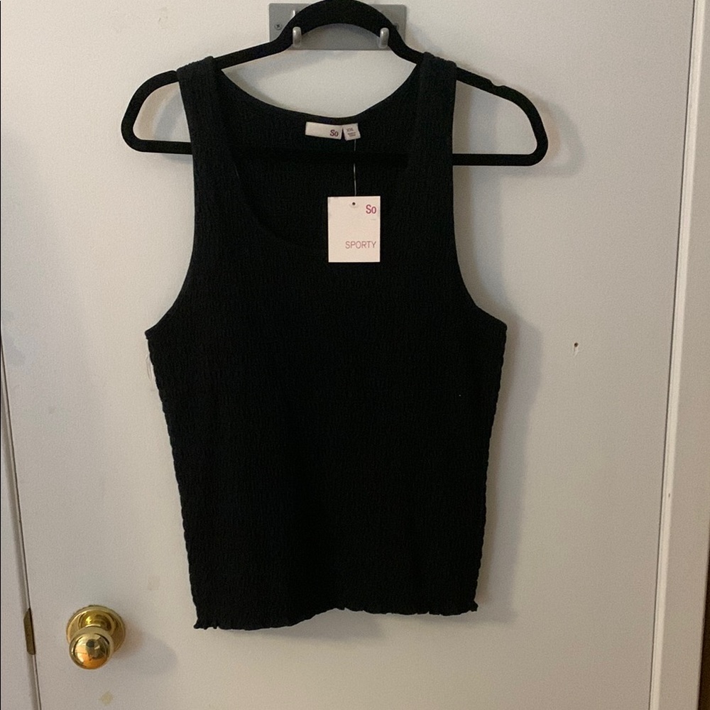 NWT shirred black tank